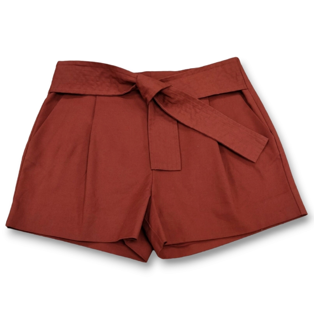 $178 NEW Marie Oliver Pixie High Rise Shorts Tie Waist Brick Red Clay 10